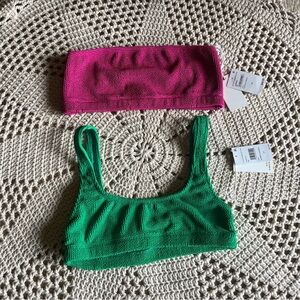 NWT Two Good American Always Fits Scoop Neck and Bandeau Swim Tops Size 3/4
